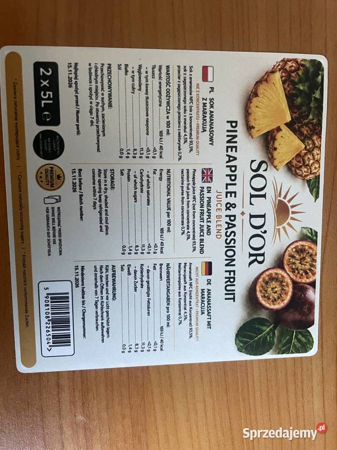 Maracuja Gold Craft 10L Ekskluzywny Sok NFC Bolesławice