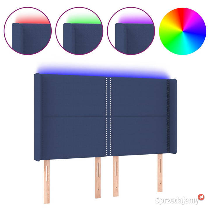 Zagłówek do łóżka z LED niebieski 147x16x118128 Warszawa