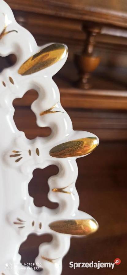 Talerz z bukietem ażur Do powieszenia Złocony pomorskie Gdańsk