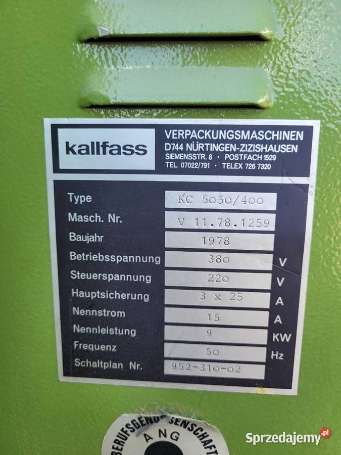 Maszyna do pakowania w folię Kallfass 5050400 Miastko