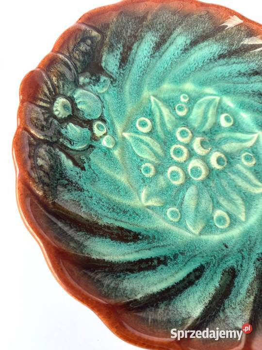 Duża patera Fat Lava Vintage sygnowana Strehla Kraków