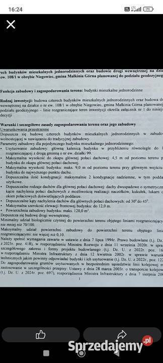Działki rolnobudowlane60 utwardzona mazowieckie Niegowiec sprzedam
