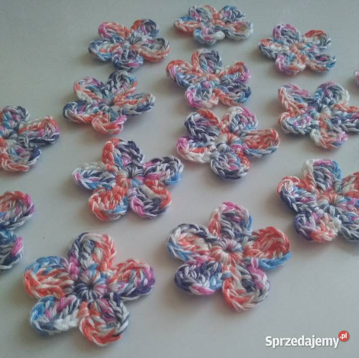 Aplikacje kwiaty kwiatki szydełkowe Handmade pomorskie Gdańsk