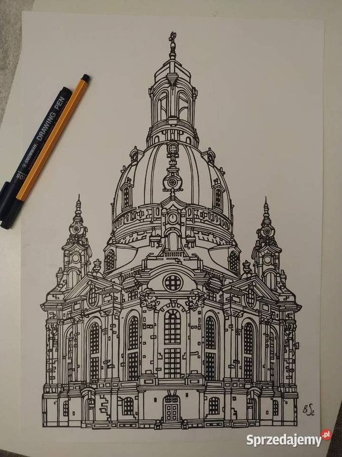 Rysunek Frauenkirche cienkopis blok tech A3 250 Warszawa