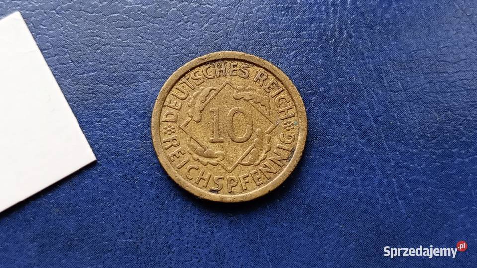 Stare monety 10 pfennig 1929 F Niemcy Lesko