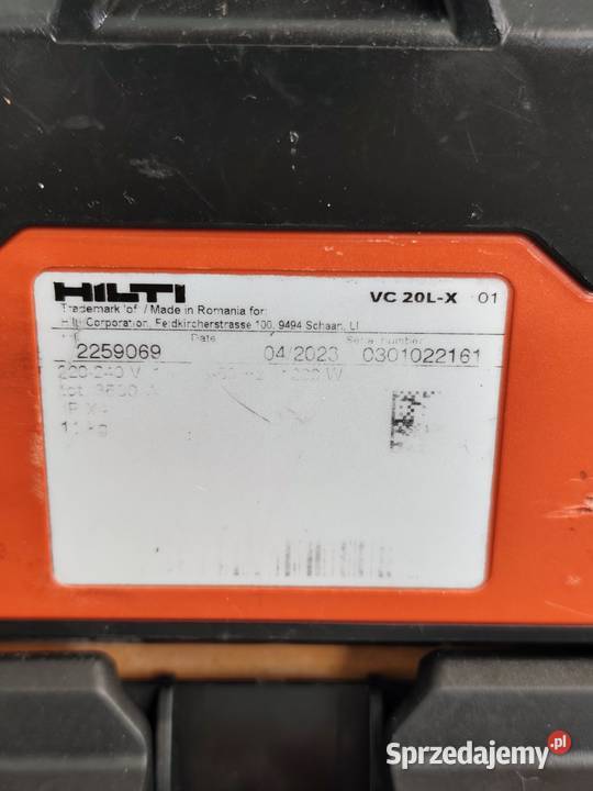 Odkurzacz Budowlany Hilti VC 20LX Klasa L Poddębice