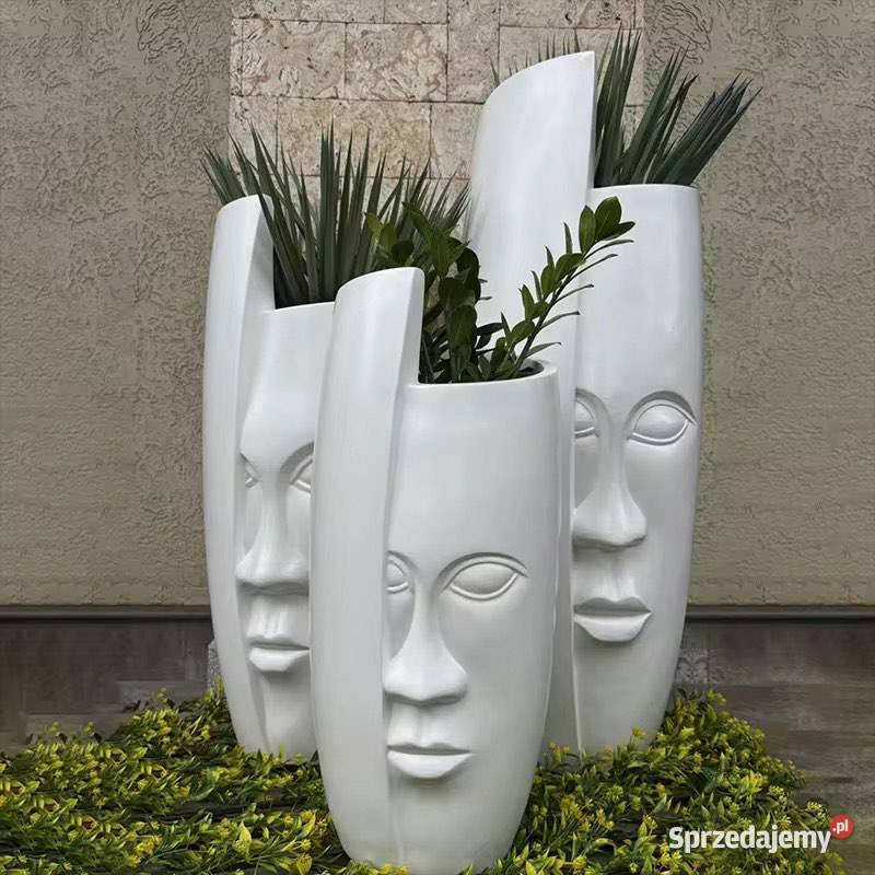Biała donica twarz czarna Glamour głowa duża Dom i Ogród Nowy Sącz