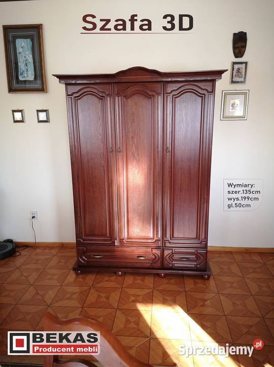 Komplet Stylowych Mebli Komoda z Lustrem Szafa 250cm