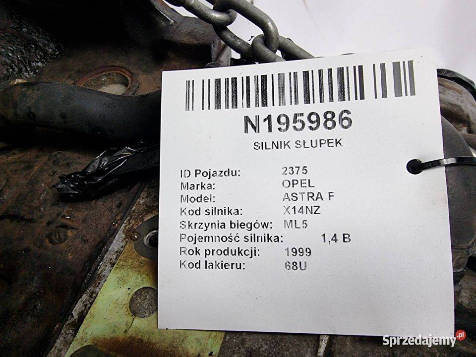 SILNIK SŁUPEK OPEL ASTRA F X14NZ Lipno