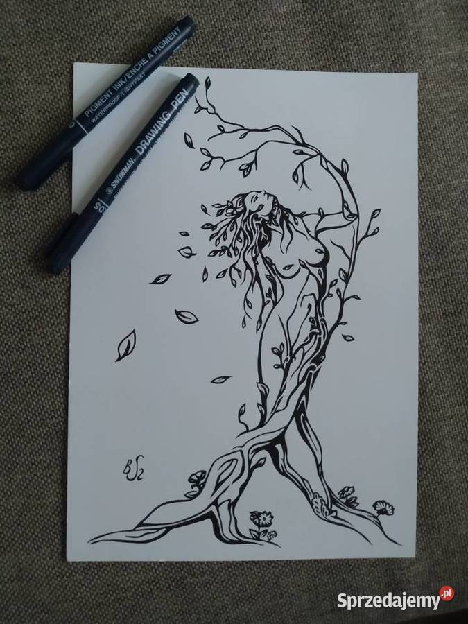 Rysunek z gałęzi cienkopis blok t A4 250 gm2 Malarstwo Warszawa