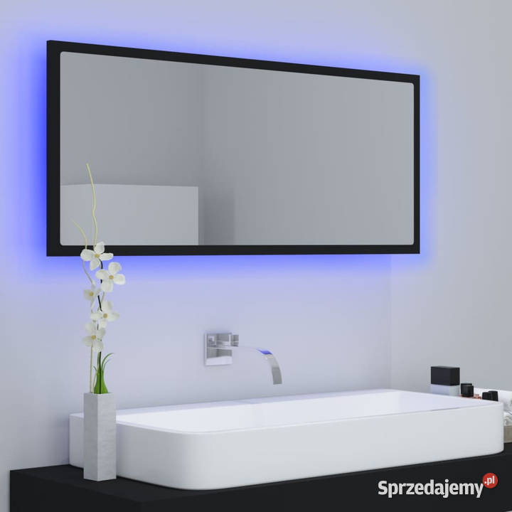 Lustro łazienkowe z LED czarne 100x85x37 akryl Warszawa