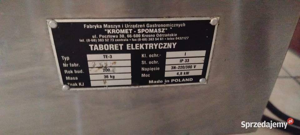 Taboret elektryczny KROMET TE3 48 kW Giżycko