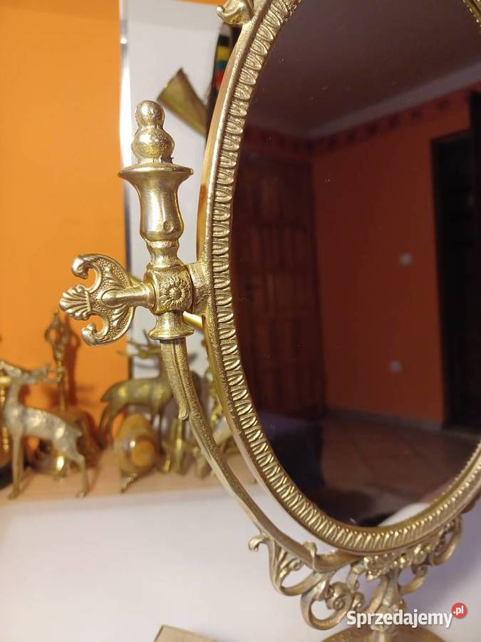 Piękne stare lustro toaletkowe Mosiądz Poznań