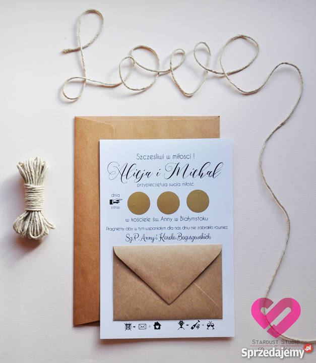 Wyjątkowe zaproszenia ślubne ze zdrapką Stardust
