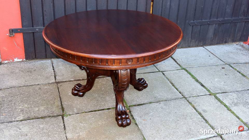 Unikatowy Okrągły Neorenesansowy Stolik Lwie dolnośląskie Ziębice sprzedam
