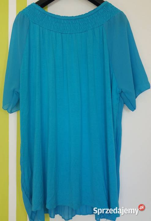 XXXL5456 Włoska turkusowa bluzka Rozmiar 56 Bluzki i koszule Gliwice