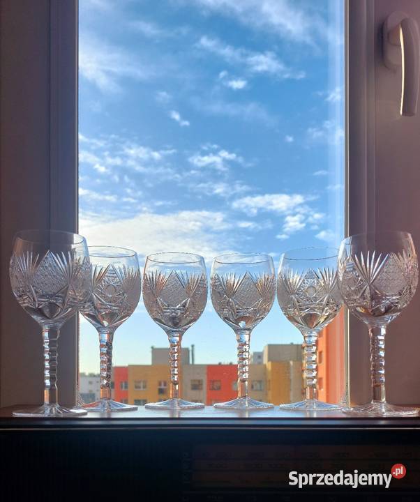 Piękne kieliszki kryształowe PRL Wrocław