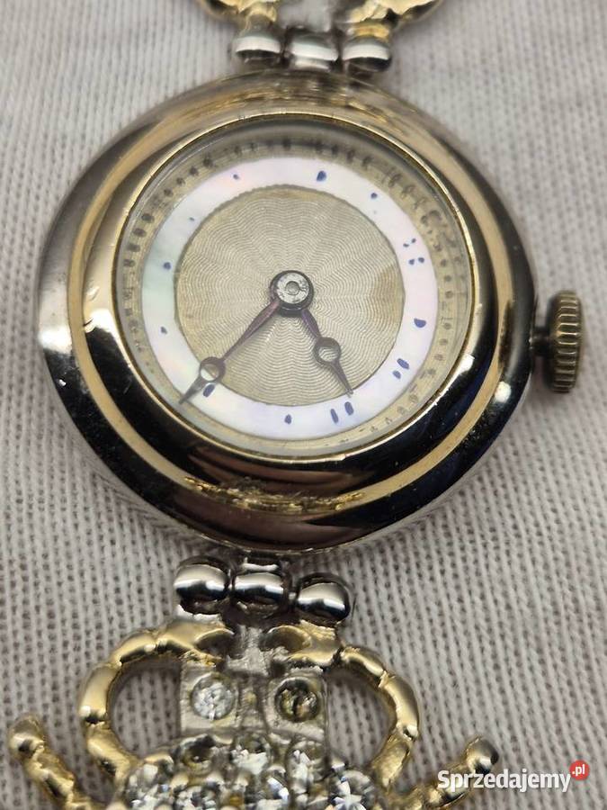Vintage piękny biżuteryjny zegarek szwajcarski Chorzów