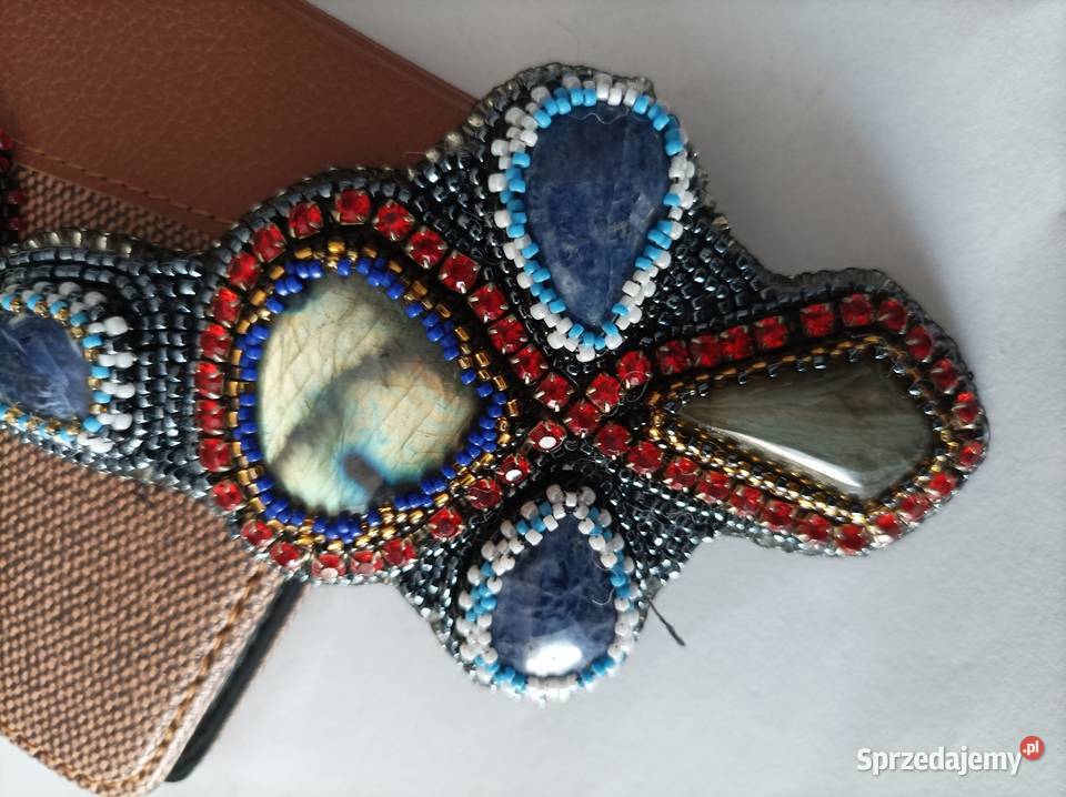 Piękny wisior Krzyż labradoryty sodalitu beading Biżuteria dla Pań śląskie Częstochowa