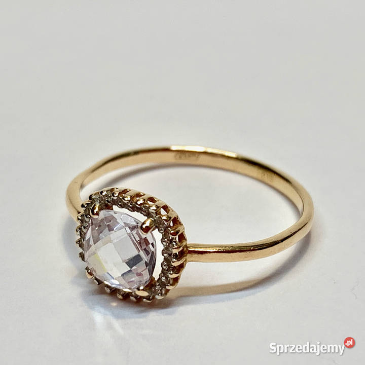Złoty PIERŚCIONEK 585 14K piękne KAMIENIE mazowieckie Warszawa