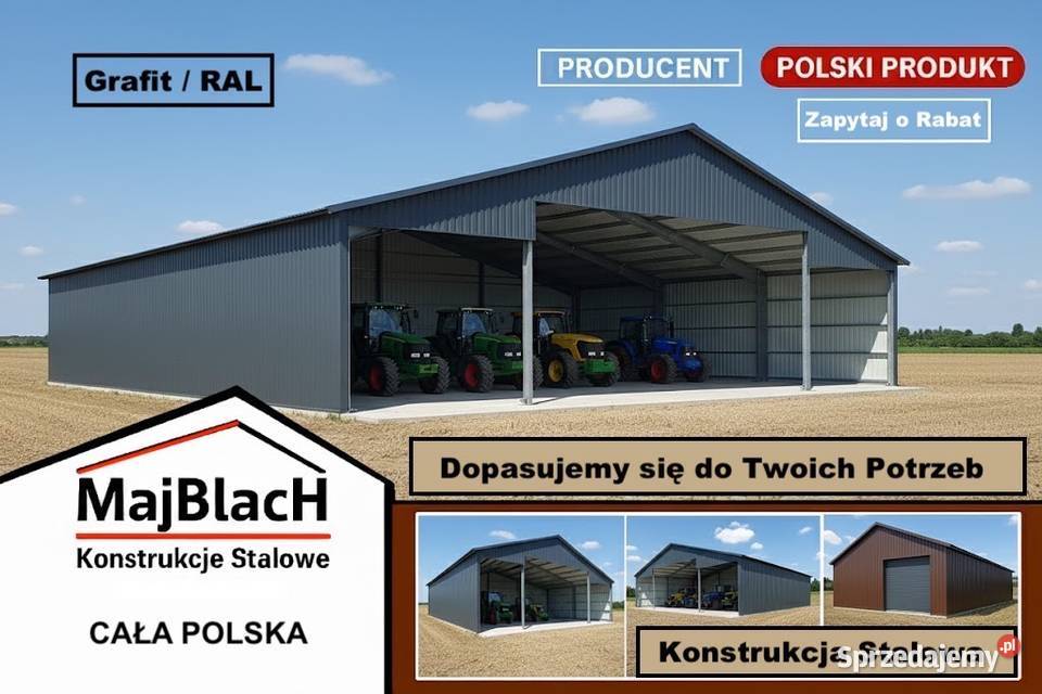 Wiata Stalowa Hala Garaż Blaszany Duży OTWARTY kujawsko-pomorskie Brodnica