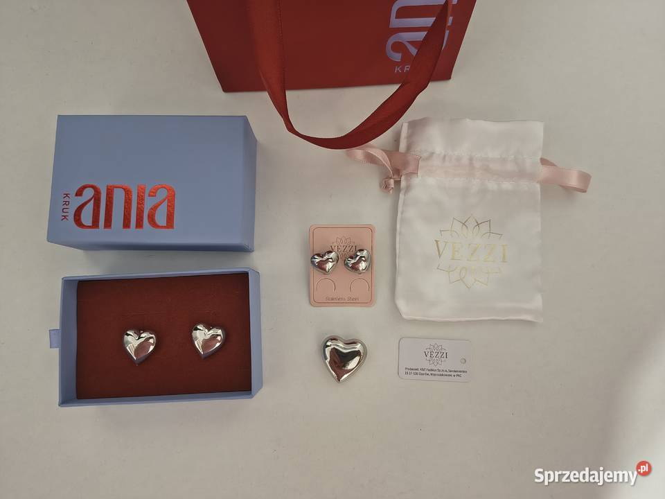 Ania Kruk i Vezzi kolczyki serduszka i zawieszka Zamość sprzedam