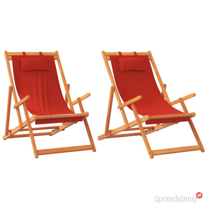 Składane krzesła plażowe 2 czerwone obite Dom i Ogród Warszawa