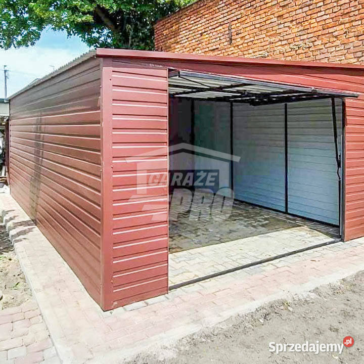 Garaż Blaszany 45x7m Brama uchylna Ciemny Brąz Ruda Śląska