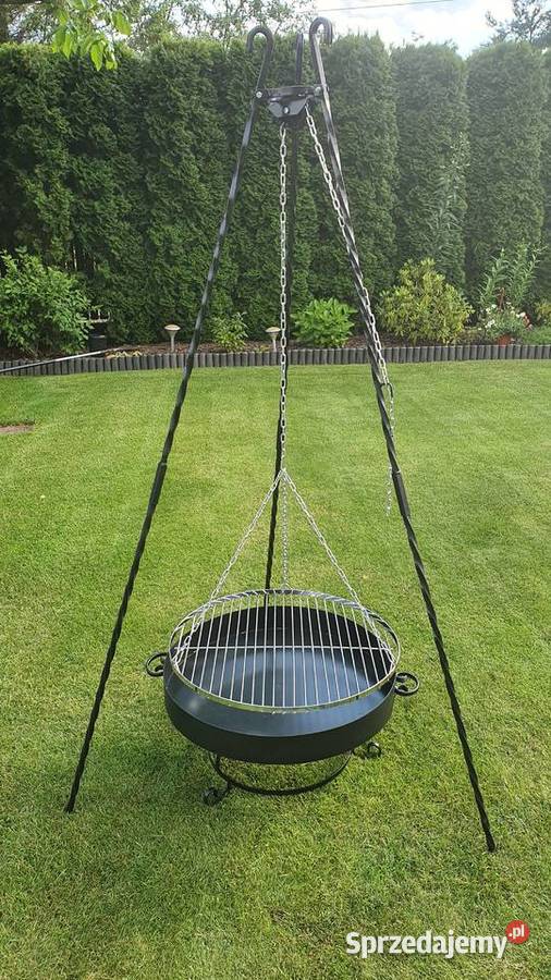 Trojnóg kuty 190 ruszt 60 chromowany palenisko mazowieckie Piaseczno