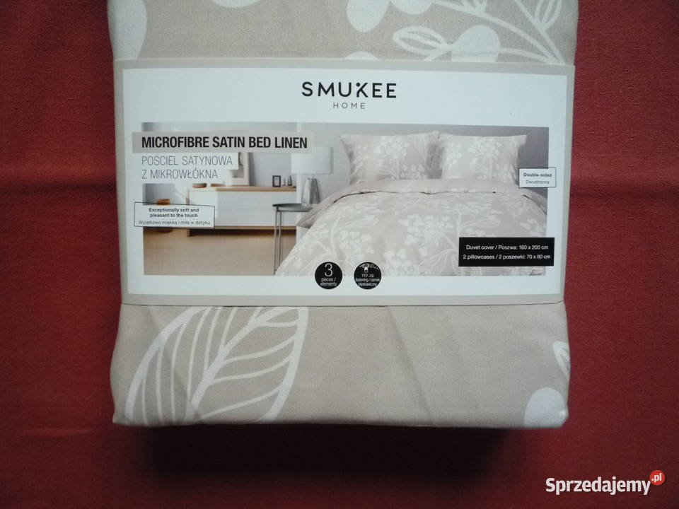 Smukee nowa beżowa pościel satynowa mikrowłókno zachodniopomorskie Szczecin