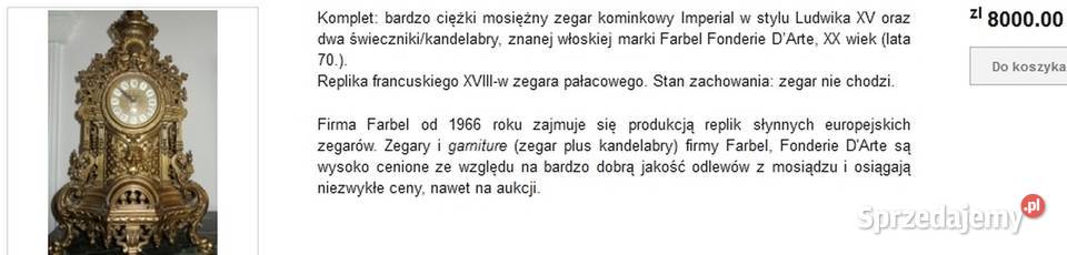 Ładny Duży Mosiężny Zegar Kominkowy Stary Styl