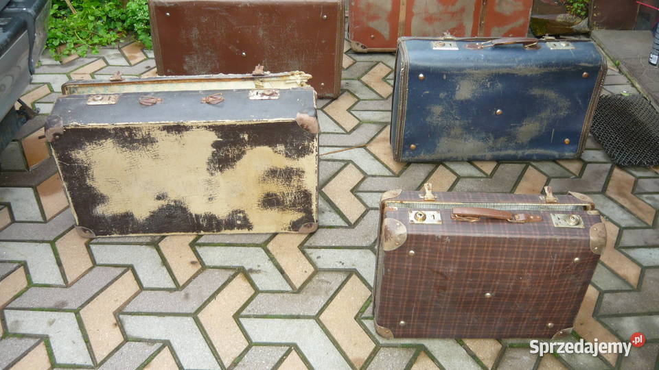 Walizki zestaw 5 stare tekurowe podróżne PRL Pozostałe