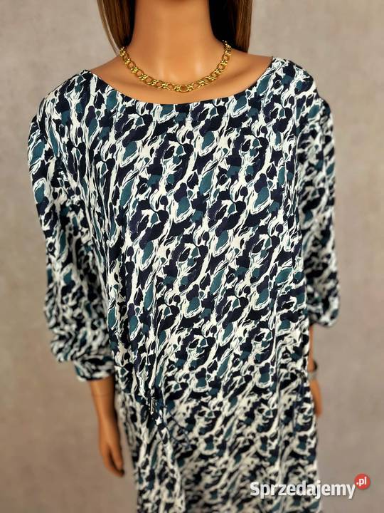 tunika 5XL 50 wiskoza oversize luźna wzór niebieski Augustówka sprzedam