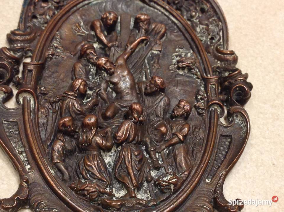 Stara Płaskorzeźba Miedziana Obrazek Święty Nowa Sól