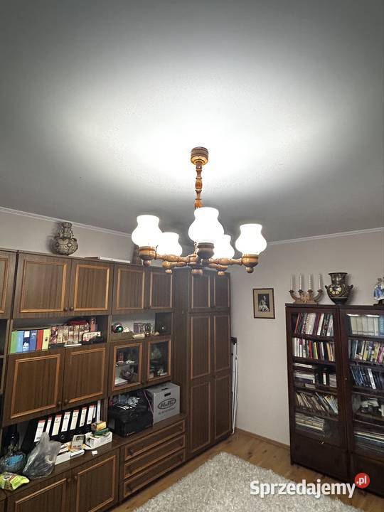 Żyrandol drewniany pięcioramienny PRL Lampy wiszące Plewiska