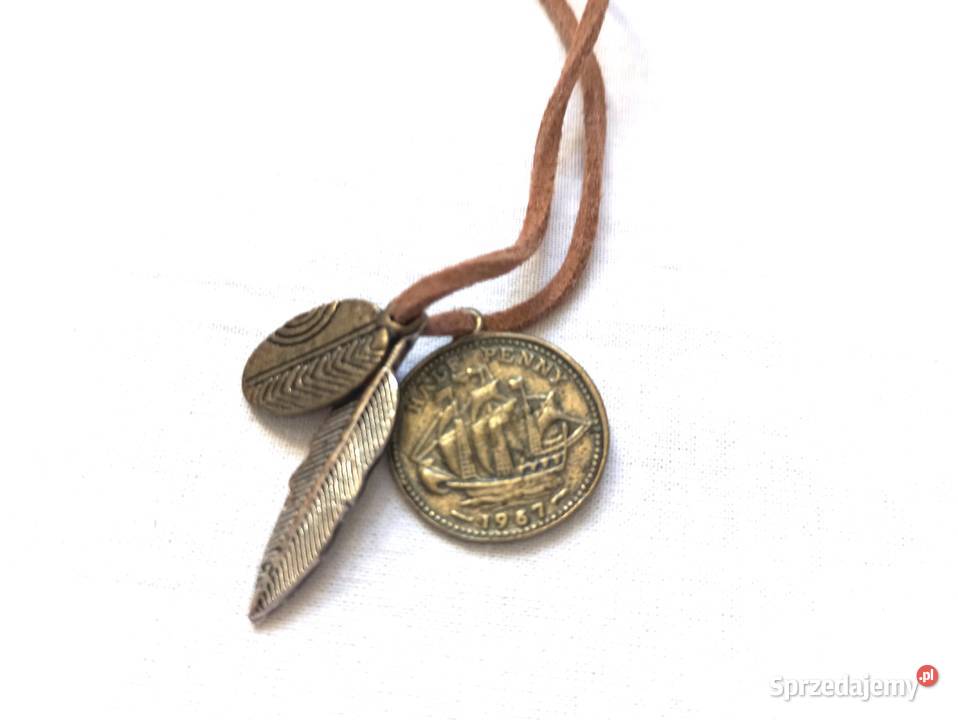 Naszyjnik męski Choker moneta pióro Bransoletka Uniseks Białystok