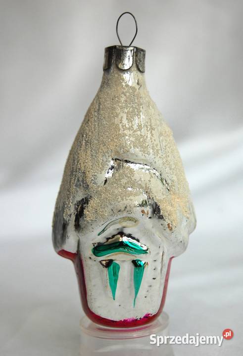 Stara bombka szklana ręcznie malowana domek 9 wielokolorowy Boże Narodzenie Lublin