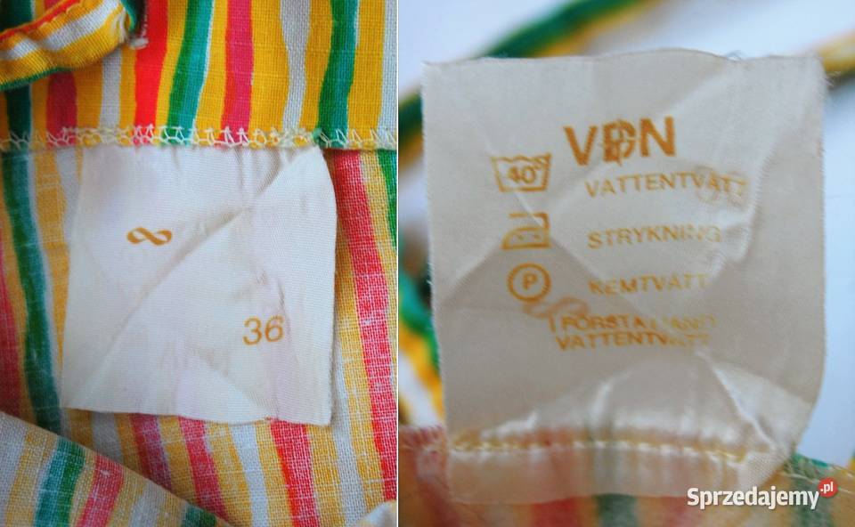 Sukienka vintage paski bawełna VDN Szwecja 60 70 Rozmiar 34(XS) Lublin sprzedam