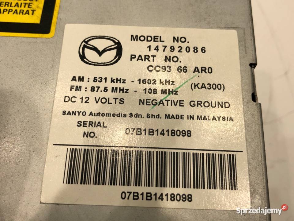 RADIO MAZDA 5 II CC9366ARO 0510 ODTWARZACZ