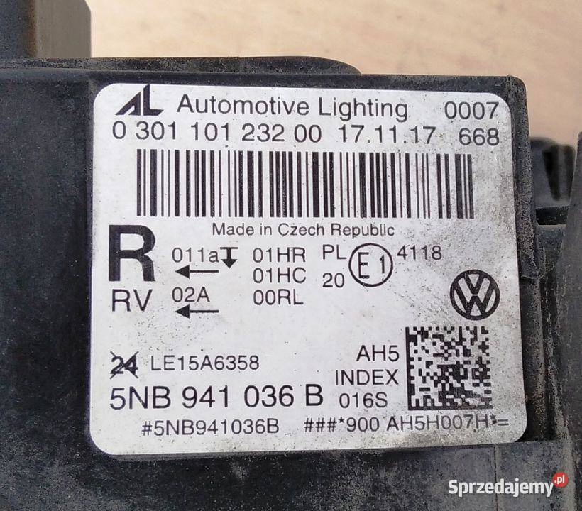 VW TIGUAN 5NB FULL LED LAMPA PRAWA PRZÓD osobowe