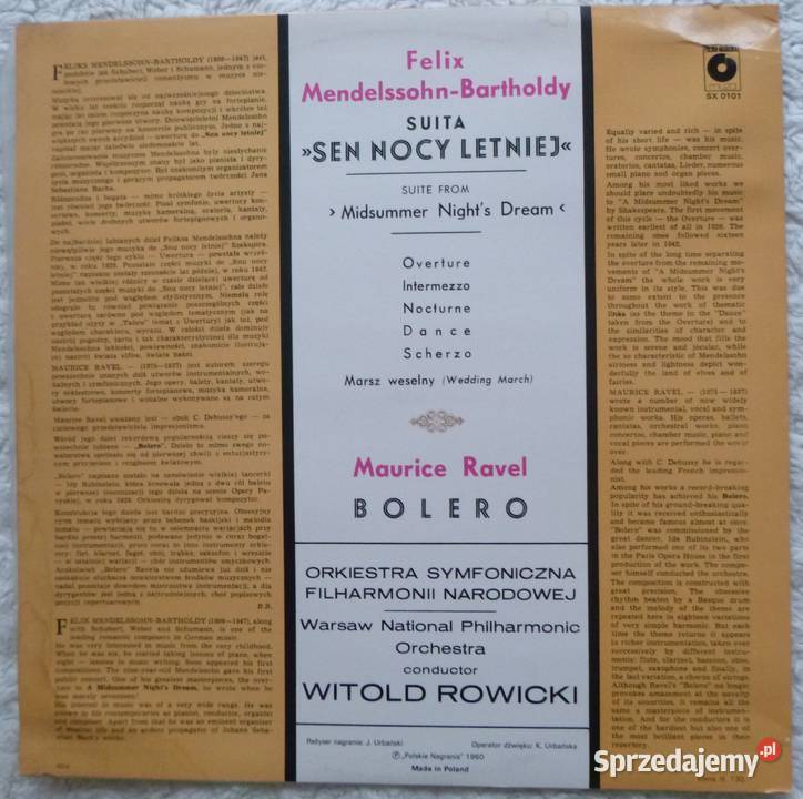 Płyta winylowa LP 1960 Witold Rowicki 1 płyta