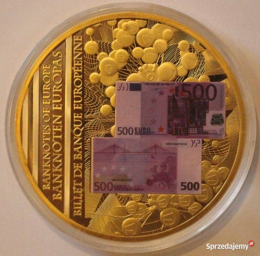 OLBRZYM GIGANT Moneta z Banknotem 500 Euro Złoto Sosnowiec