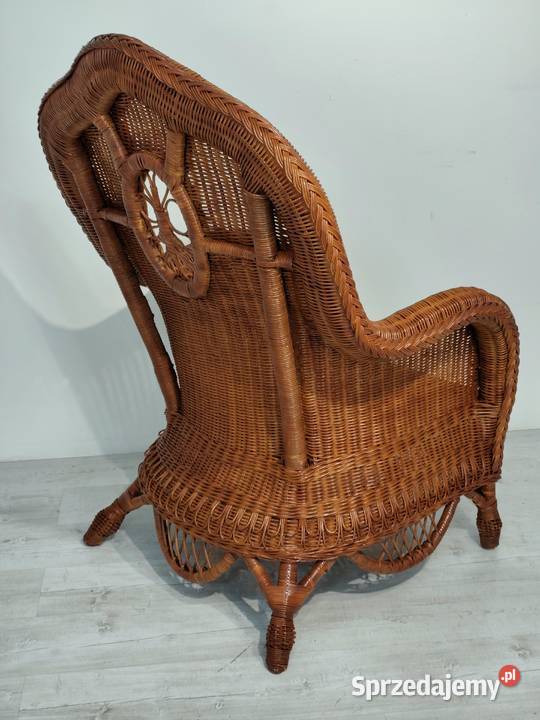 Unikatowy Fotel Wiklinowy Rattanowy Styl Vintage Poddębice