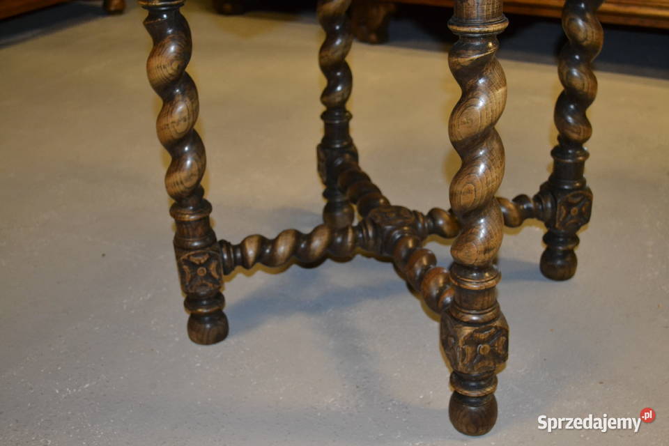 stół stolik neorenesansowy lity dąb Będzin