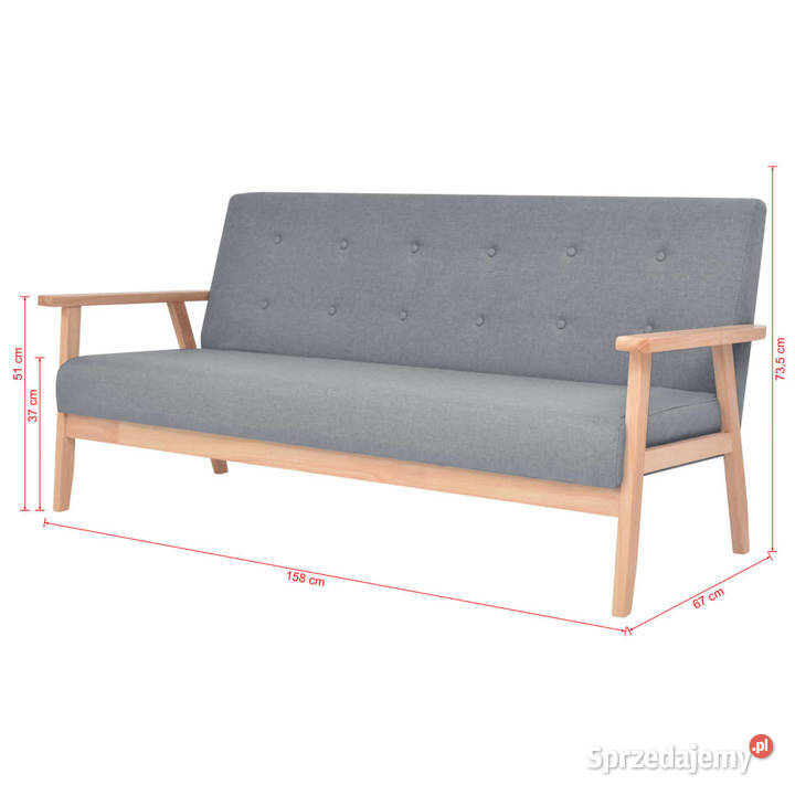 Sofa 3osobowa tapicerowana tkaniną jasnoszara Warszawa