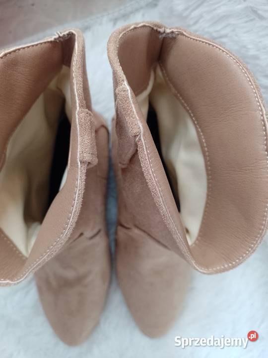 4041 Beżowe Botki Kozaki kowbojki z Londynu NOWE 26cm Kraków
