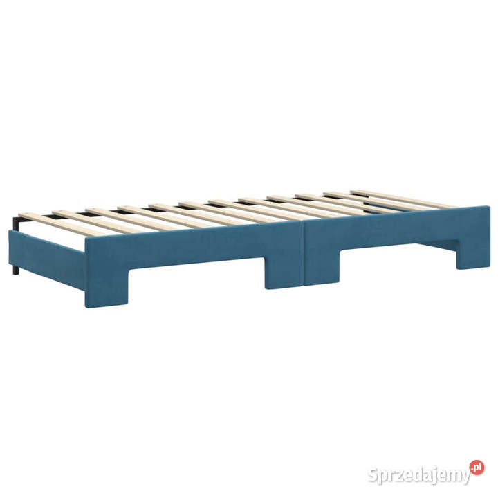 Sofa rozsuwana z szufladami niebieska aksamit