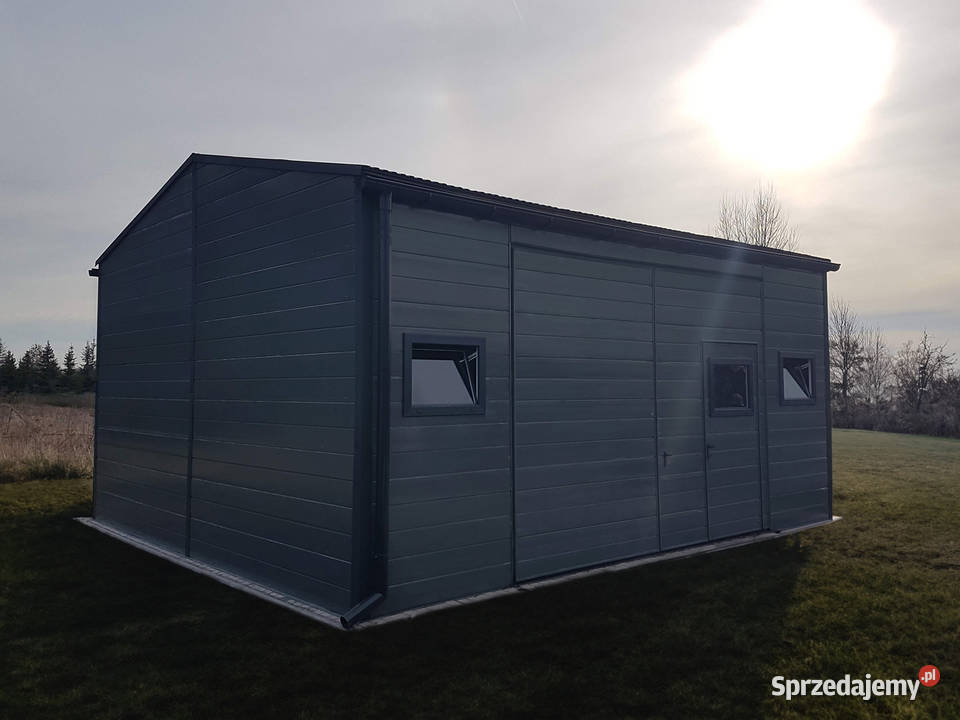 Garaż ocieplany z płyty warstwowej 67m grafit Garaże i miejsca postojowe