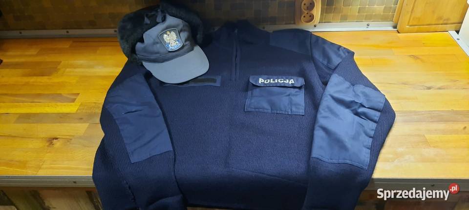 SWETER ZIMOWY POLICJA XL CZAPKA USZATKA K70
