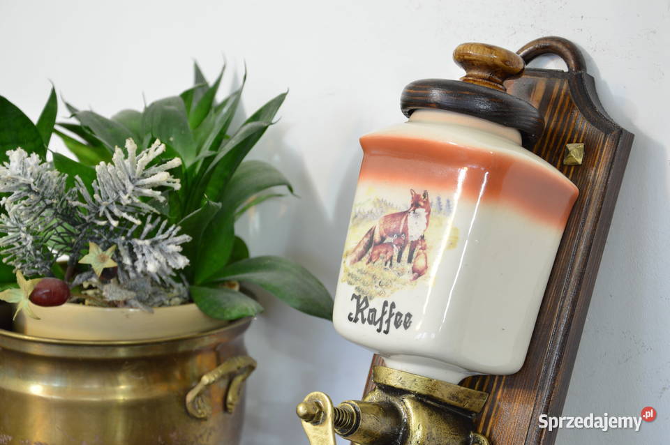 wiszący ceramiczny MŁYNEK do kawy z parą lisków